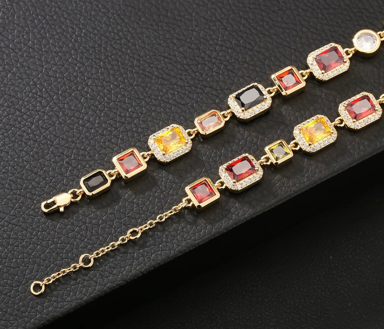 Multi Gem Gold Plated Bracelet