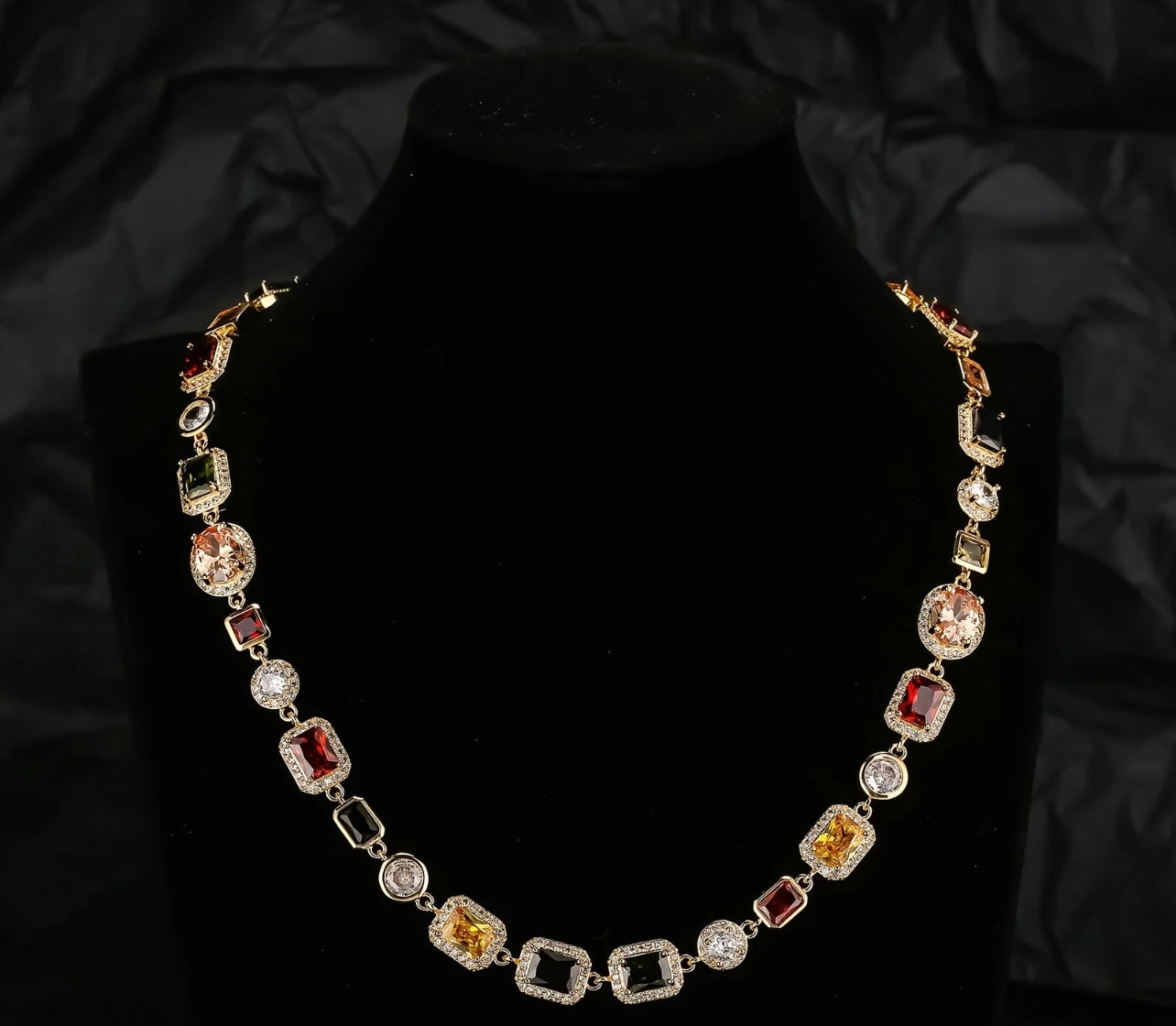 Multi Gem Gold Plated Choker