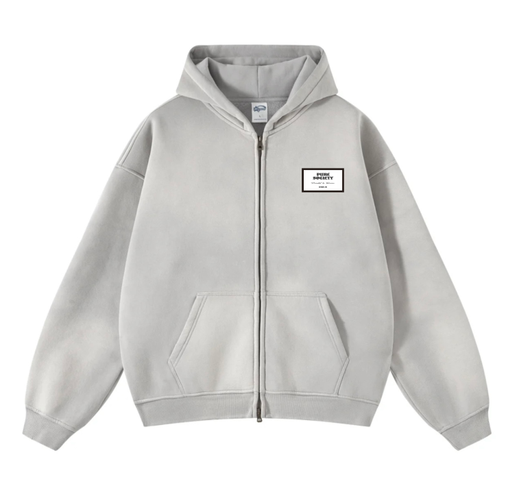 Smoke Sunfaded Zip Up Hoodie