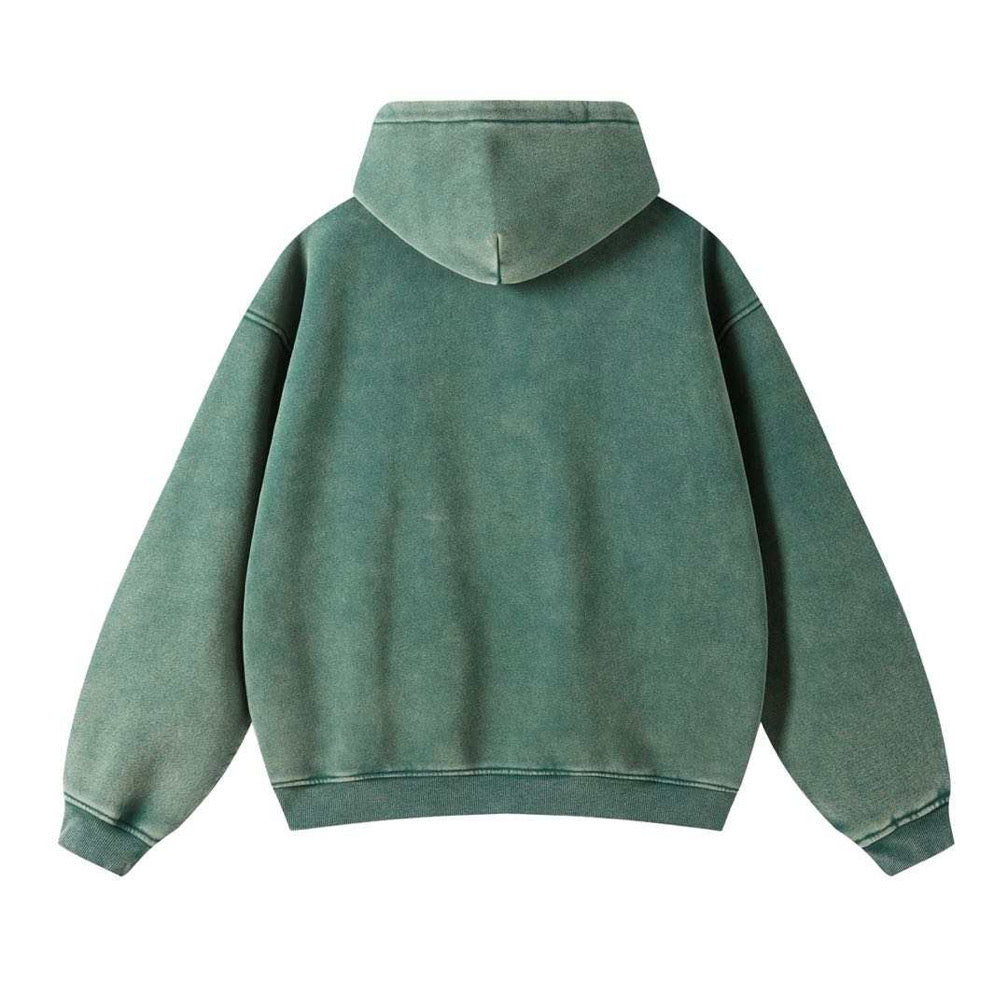 Emerald Acid Washed Zip Up Hoodie