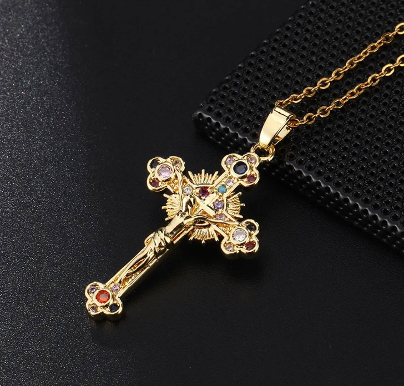 Jesus Cross Necklace Multicolored