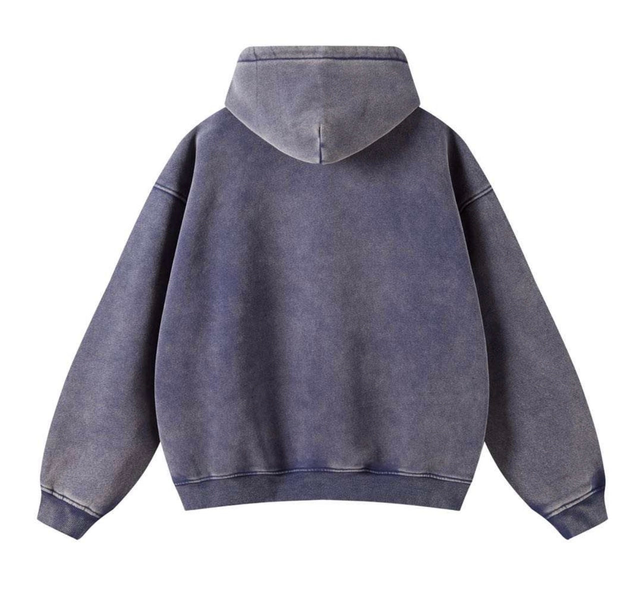 Navy Blue Acid Washed Zip Up