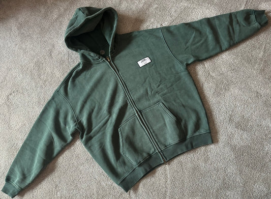 Emerald Acid Washed Zip Up Hoodie