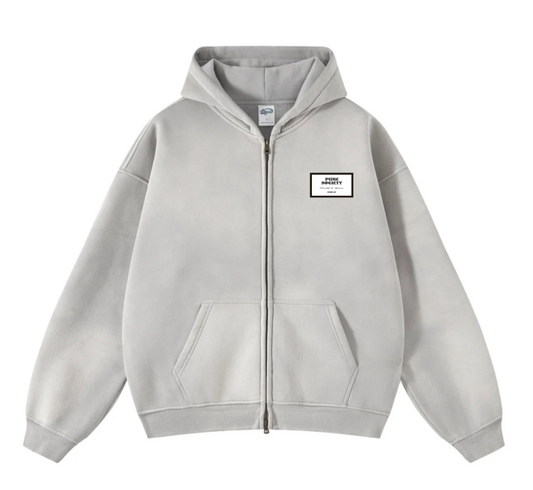 Smoke Sunfaded Zip Up Hoodie