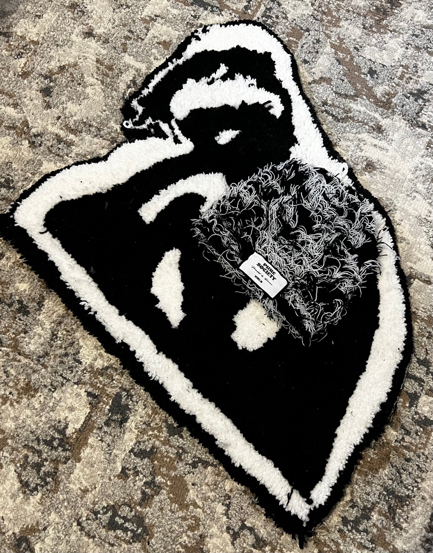 Black/White Distressed Textured Beanie