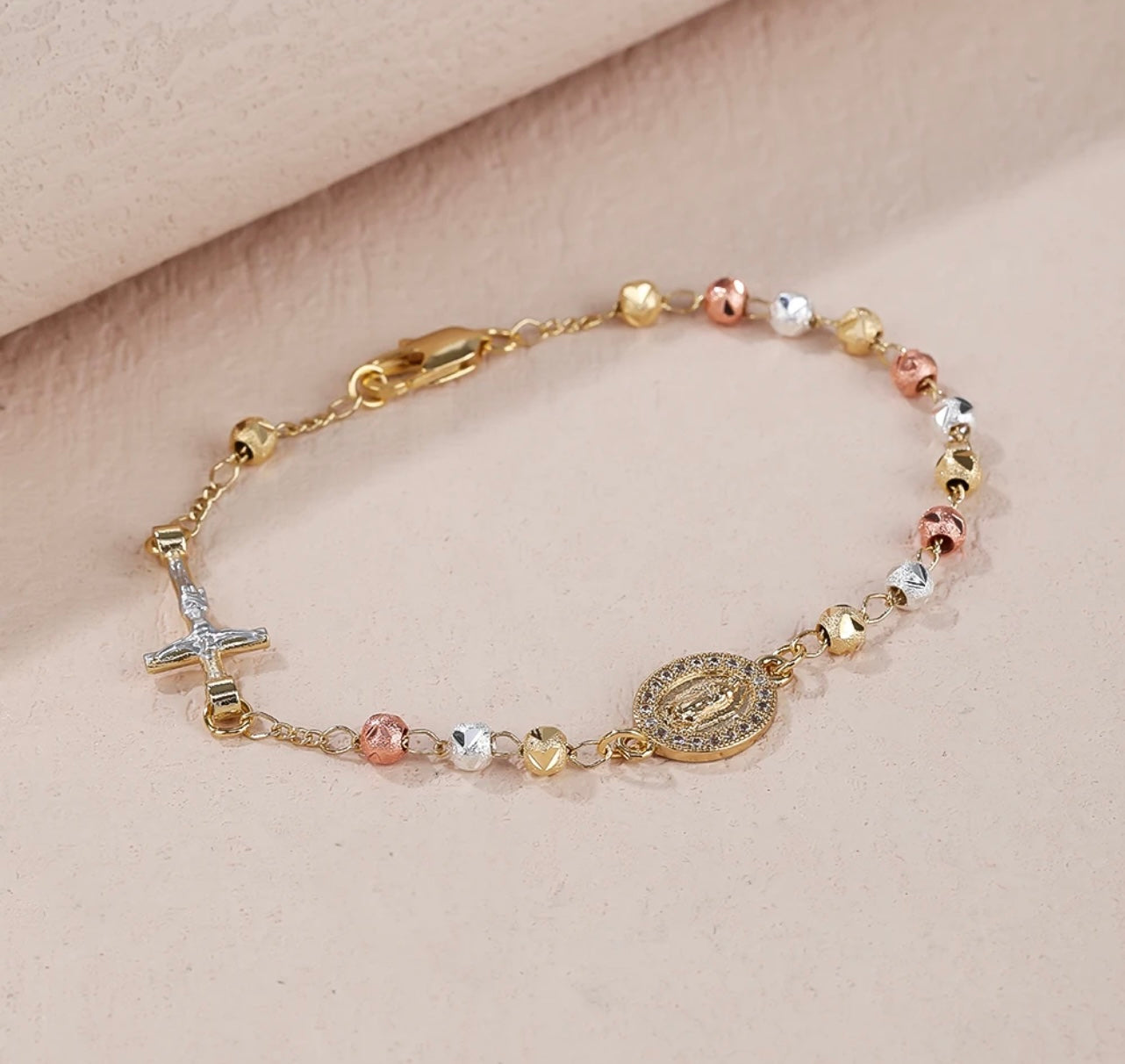 Virgin Mary Multicolor Bead Bracelet