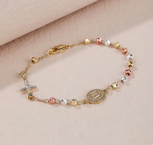 Virgin Mary Multicolor Bead Bracelet