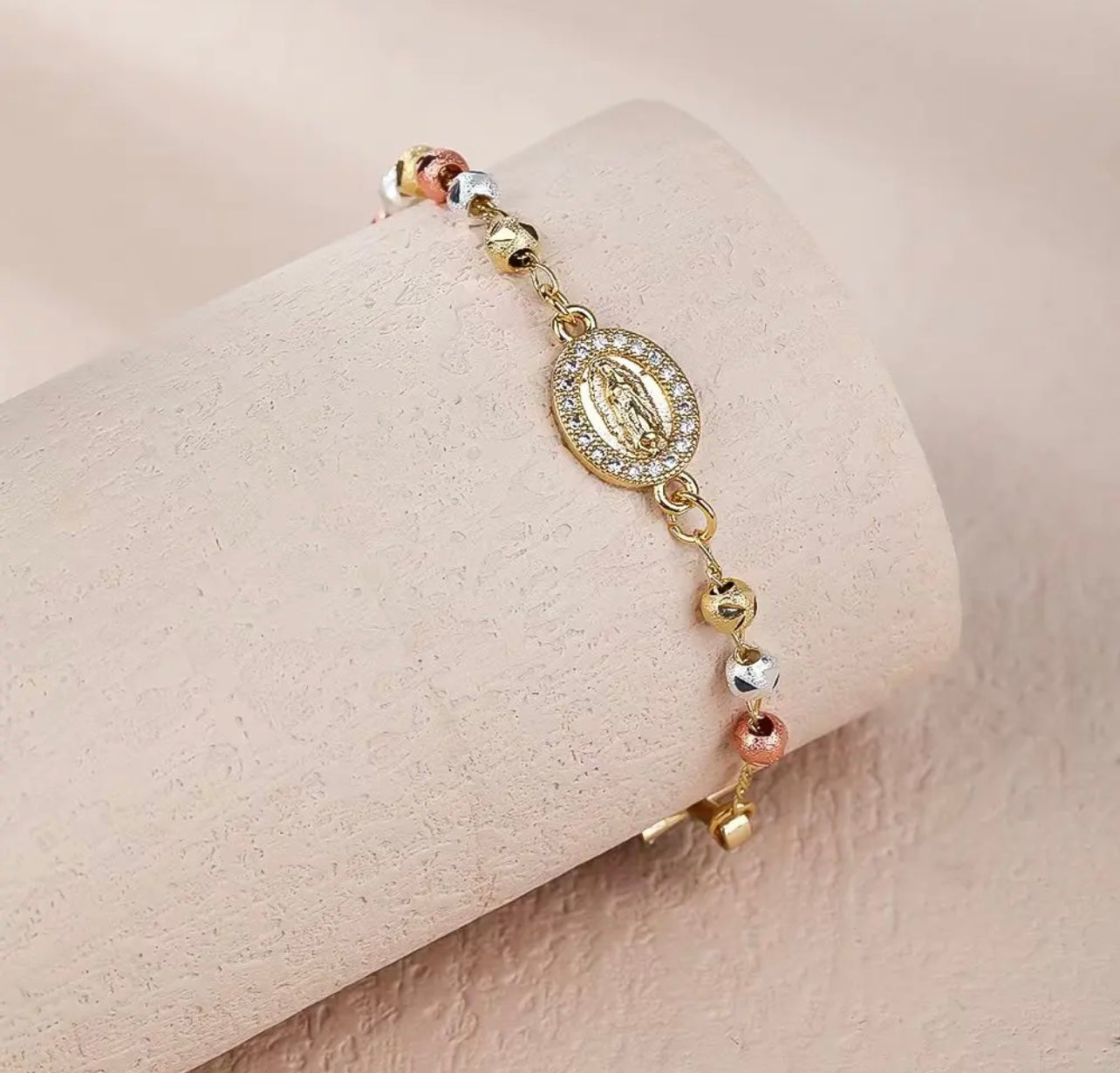 Virgin Mary Multicolor Bead Bracelet