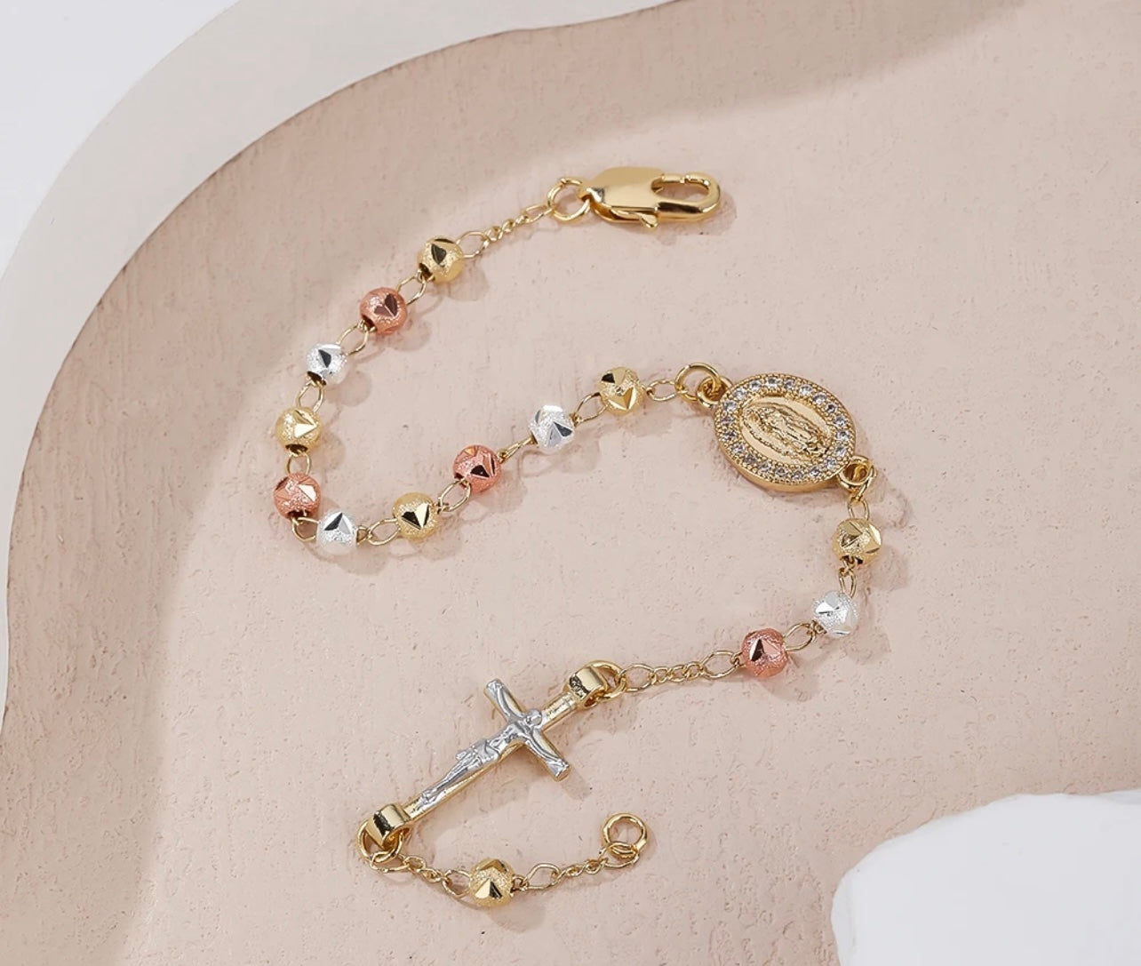 Virgin Mary Multicolor Bead Bracelet